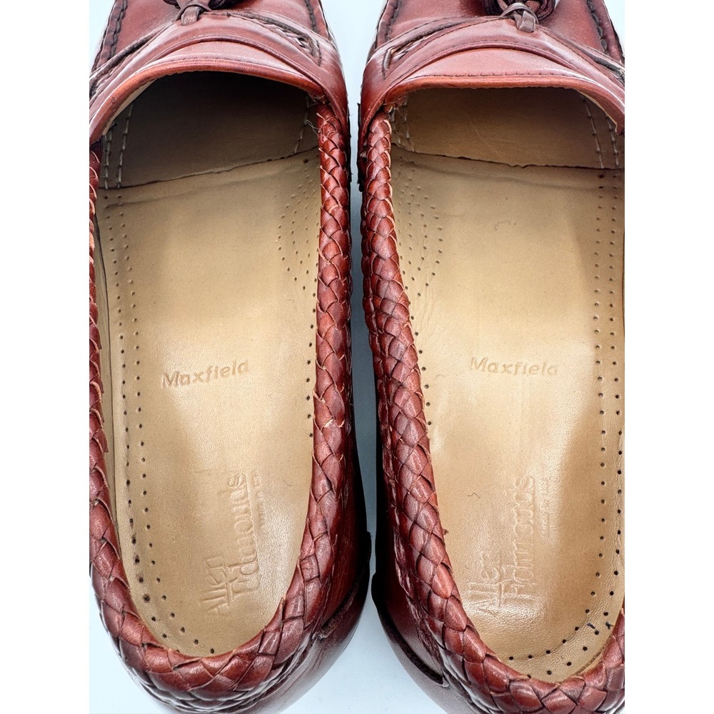 Allen Edmonds Maxfield Burgundy Leather Tassel Loafers Mens 10.5 E Woven 3336 - Picture 3 of 8